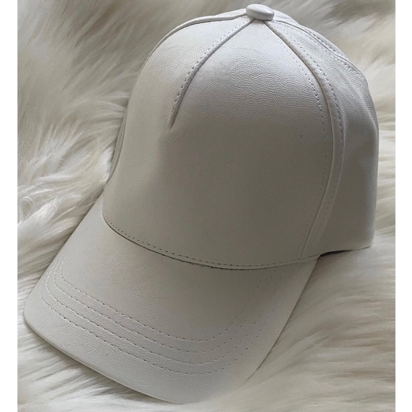 Olive & Pique Faux Leather Cap in Dirty White - Picture 3 of 3